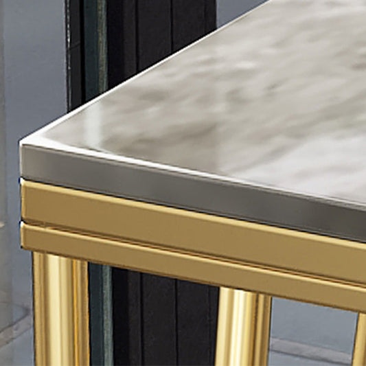 Glam Grey Stone Bar Dining Table Rectangle Indoor Bistro Table with Four Pedestal Clearhalo 'Bar Furniture' 'Bar Tables' 'bar_tables' 'furn' 'furn_bar_tables' 'Furniture' 'furniture_bar_tables' 'Kitchen & Dining Furniture' 'kitchen&dining_furn' 'kitchen' 4245586