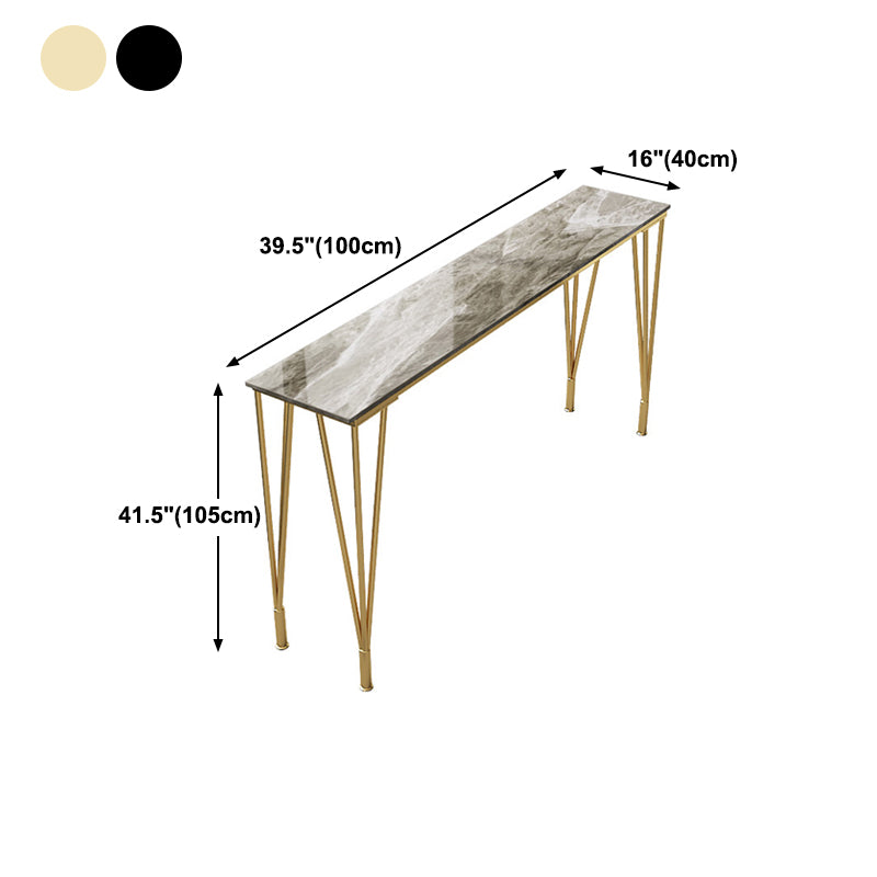 Glam Grey Stone Bar Dining Table Rectangle Indoor Bistro Table with Four Pedestal Clearhalo 'Bar Furniture' 'Bar Tables' 'bar_tables' 'furn' 'furn_bar_tables' 'Furniture' 'furniture_bar_tables' 'Kitchen & Dining Furniture' 'kitchen&dining_furn' 'kitchen' 4245587