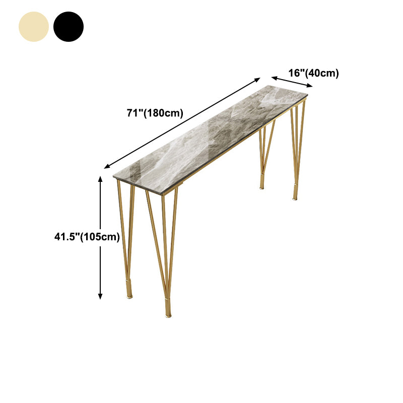 Glam Grey Stone Bar Dining Table Rectangle Indoor Bistro Table with Four Pedestal Clearhalo 'Bar Furniture' 'Bar Tables' 'bar_tables' 'furn' 'furn_bar_tables' 'Furniture' 'furniture_bar_tables' 'Kitchen & Dining Furniture' 'kitchen&dining_furn' 'kitchen' 4245591