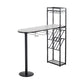 Glam Style Iron Bar Table 41.3"H Faux Marble White Top Bistro Table with Wine Rack Black Without Chairs Clearhalo 'Bar Furniture' 'Bar Tables' 'bar_tables' 'furn' 'furn_bar_tables' 'Furniture' 'furniture_bar_tables' 'Kitchen & Dining Furniture' 'kitchen&dining_furn' 'kitchen' 4245594