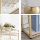 Glam Style Iron Bar Table 41.3"H Faux Marble White Top Bistro Table with Wine Rack Clearhalo 'Bar Furniture' 'Bar Tables' 'bar_tables' 'furn' 'furn_bar_tables' 'Furniture' 'furniture_bar_tables' 'Kitchen & Dining Furniture' 'kitchen&dining_furn' 'kitchen' 4245600