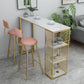 Glam White Marble Bar Dining Table Rectangle Indoor Bistro Table with Shelve Clearhalo 'Bar Furniture' 'Bar Tables' 'bar_tables' 'furn' 'furn_bar_tables' 'Furniture' 'furniture_bar_tables' 'Kitchen & Dining Furniture' 'kitchen&dining_furn' 'kitchen' 4245616
