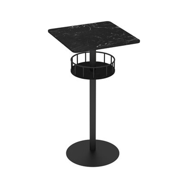 Glam Style Iron Marble Bar Table Indoor Pedestal Bistro Table - 21.6"W x 41.3"H Black Black Square Clearhalo 'Bar Furniture' 'Bar Tables' 'bar_tables' 'furn' 'furn_bar_tables' 'Furniture' 'furniture_bar_tables' 'Kitchen & Dining Furniture' 'kitchen&dining_furn' 'kitchen' 4245639