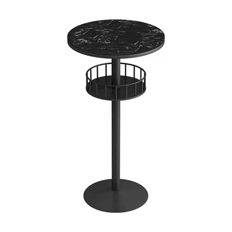Glam Style Iron Marble Bar Table Indoor Pedestal Bistro Table - 21.6"W x 41.3"H Black Black Round Clearhalo 'Bar Furniture' 'Bar Tables' 'bar_tables' 'furn' 'furn_bar_tables' 'Furniture' 'furniture_bar_tables' 'Kitchen & Dining Furniture' 'kitchen&dining_furn' 'kitchen' 4245640
