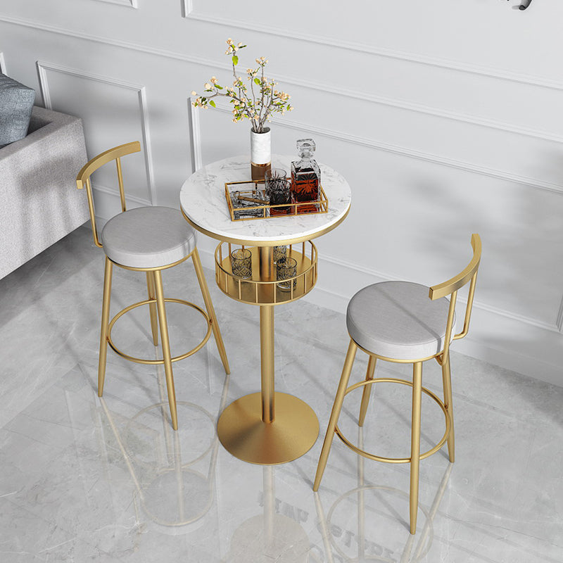 Glam Style Iron Marble Bar Table Indoor Pedestal Bistro Table - 21.6"W x 41.3"H Clearhalo 'Bar Furniture' 'Bar Tables' 'bar_tables' 'furn' 'furn_bar_tables' 'Furniture' 'furniture_bar_tables' 'Kitchen & Dining Furniture' 'kitchen&dining_furn' 'kitchen' 4245641