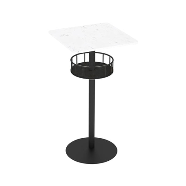 Glam Style Iron Marble Bar Table Indoor Pedestal Bistro Table - 21.6"W x 41.3"H Black White Square Clearhalo 'Bar Furniture' 'Bar Tables' 'bar_tables' 'furn' 'furn_bar_tables' 'Furniture' 'furniture_bar_tables' 'Kitchen & Dining Furniture' 'kitchen&dining_furn' 'kitchen' 4245642