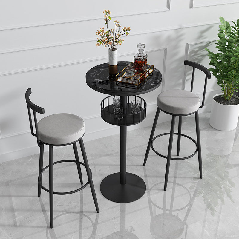 Glam Style Iron Marble Bar Table Indoor Pedestal Bistro Table - 21.6"W x 41.3"H Clearhalo 'Bar Furniture' 'Bar Tables' 'bar_tables' 'furn' 'furn_bar_tables' 'Furniture' 'furniture_bar_tables' 'Kitchen & Dining Furniture' 'kitchen&dining_furn' 'kitchen' 4245643