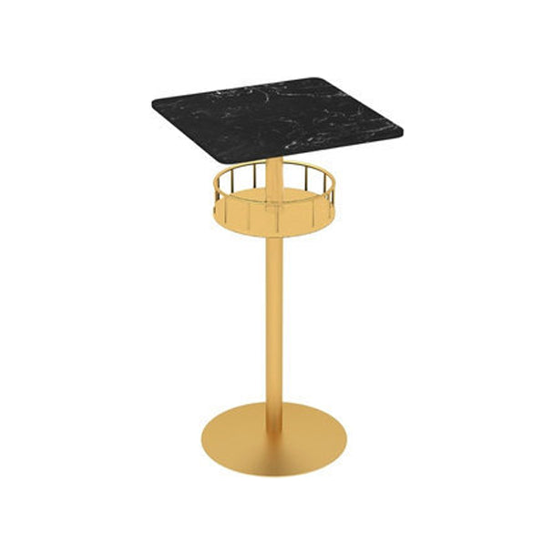 Glam Style Iron Marble Bar Table Indoor Pedestal Bistro Table - 21.6"W x 41.3"H Gold Black Square Clearhalo 'Bar Furniture' 'Bar Tables' 'bar_tables' 'furn' 'furn_bar_tables' 'Furniture' 'furniture_bar_tables' 'Kitchen & Dining Furniture' 'kitchen&dining_furn' 'kitchen' 4245647