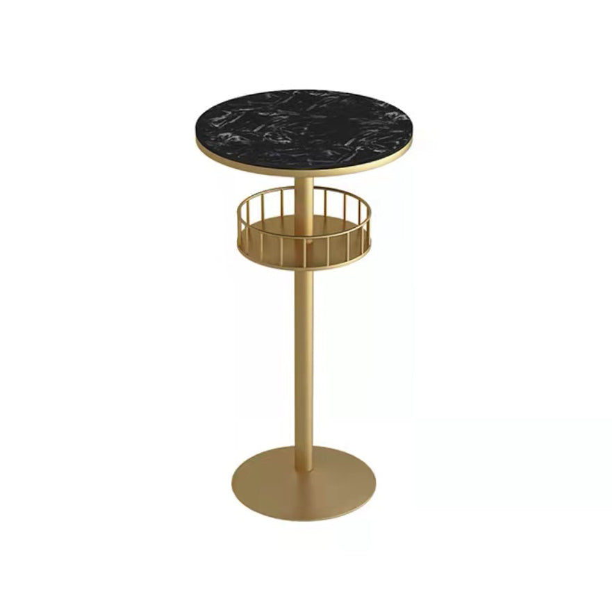 Glam Style Iron Marble Bar Table Indoor Pedestal Bistro Table - 21.6"W x 41.3"H Gold Black Round Clearhalo 'Bar Furniture' 'Bar Tables' 'bar_tables' 'furn' 'furn_bar_tables' 'Furniture' 'furniture_bar_tables' 'Kitchen & Dining Furniture' 'kitchen&dining_furn' 'kitchen' 4245648