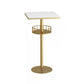 Glam Style Iron Marble Bar Table Indoor Pedestal Bistro Table - 21.6"W x 41.3"H Gold White Square Clearhalo 'Bar Furniture' 'Bar Tables' 'bar_tables' 'furn' 'furn_bar_tables' 'Furniture' 'furniture_bar_tables' 'Kitchen & Dining Furniture' 'kitchen&dining_furn' 'kitchen' 4245650
