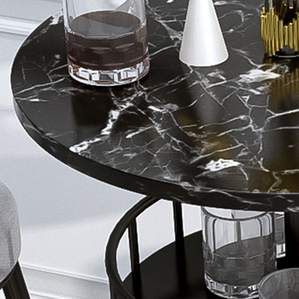 Glam Style Iron Marble Bar Table Indoor Pedestal Bistro Table - 21.6"W x 41.3"H Clearhalo 'Bar Furniture' 'Bar Tables' 'bar_tables' 'furn' 'furn_bar_tables' 'Furniture' 'furniture_bar_tables' 'Kitchen & Dining Furniture' 'kitchen&dining_furn' 'kitchen' 4245653