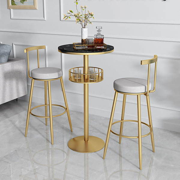 Glam Style Iron Marble Bar Table Indoor Pedestal Bistro Table - 21.6"W x 41.3"H Clearhalo 'Bar Furniture' 'Bar Tables' 'bar_tables' 'furn' 'furn_bar_tables' 'Furniture' 'furniture_bar_tables' 'Kitchen & Dining Furniture' 'kitchen&dining_furn' 'kitchen' 4245656