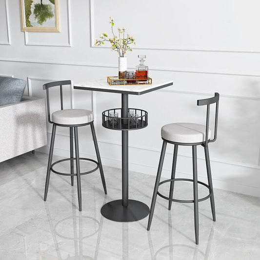 Glam Style Iron Marble Bar Table Indoor Pedestal Bistro Table - 21.6"W x 41.3"H Clearhalo 'Bar Furniture' 'Bar Tables' 'bar_tables' 'furn' 'furn_bar_tables' 'Furniture' 'furniture_bar_tables' 'Kitchen & Dining Furniture' 'kitchen&dining_furn' 'kitchen' 4245657