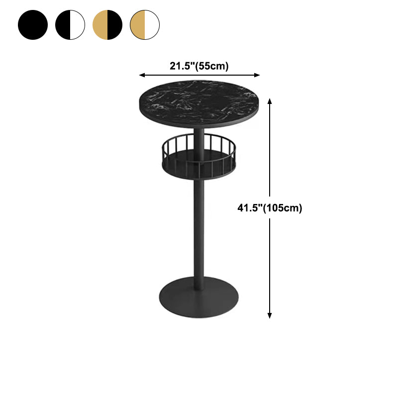 Glam Style Iron Marble Bar Table Indoor Pedestal Bistro Table - 21.6"W x 41.3"H Clearhalo 'Bar Furniture' 'Bar Tables' 'bar_tables' 'furn' 'furn_bar_tables' 'Furniture' 'furniture_bar_tables' 'Kitchen & Dining Furniture' 'kitchen&dining_furn' 'kitchen' 4245660