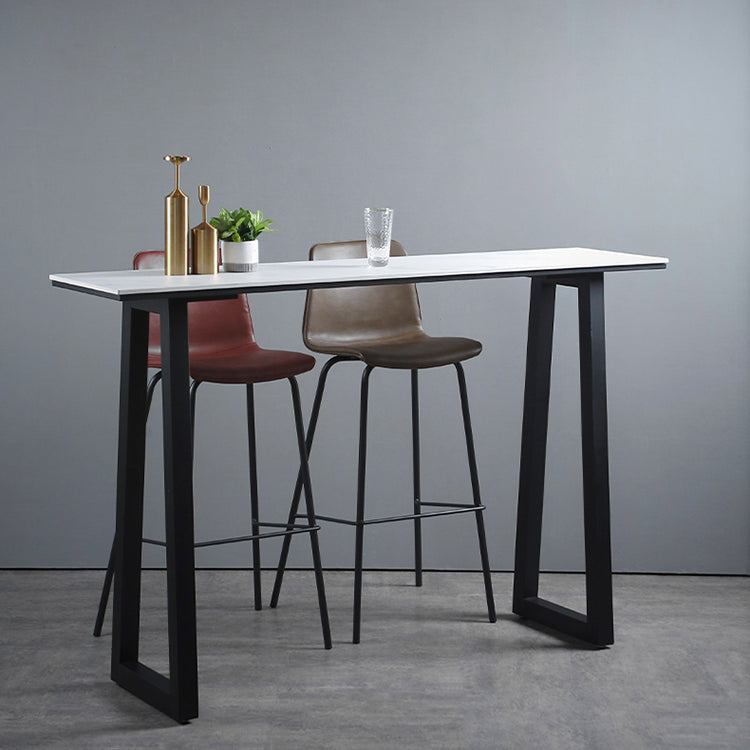 Industrial Rectangle Indoor Bar Dining Table White Stone Bistro Table Fixed Table Clearhalo 'Bar Furniture' 'Bar Tables' 'bar_tables' 'furn' 'furn_bar_tables' 'Furniture' 'furniture_bar_tables' 'Kitchen & Dining Furniture' 'kitchen&dining_furn' 'kitchen' 4245662