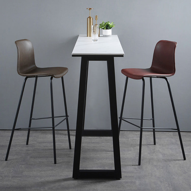 Industrial Rectangle Indoor Bar Dining Table White Stone Bistro Table Fixed Table Clearhalo 'Bar Furniture' 'Bar Tables' 'bar_tables' 'furn' 'furn_bar_tables' 'Furniture' 'furniture_bar_tables' 'Kitchen & Dining Furniture' 'kitchen&dining_furn' 'kitchen' 4245663