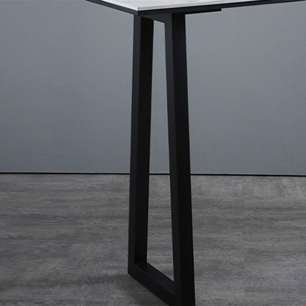 Industrial Rectangle Indoor Bar Dining Table White Stone Bistro Table Fixed Table Clearhalo 'Bar Furniture' 'Bar Tables' 'bar_tables' 'furn' 'furn_bar_tables' 'Furniture' 'furniture_bar_tables' 'Kitchen & Dining Furniture' 'kitchen&dining_furn' 'kitchen' 4245668