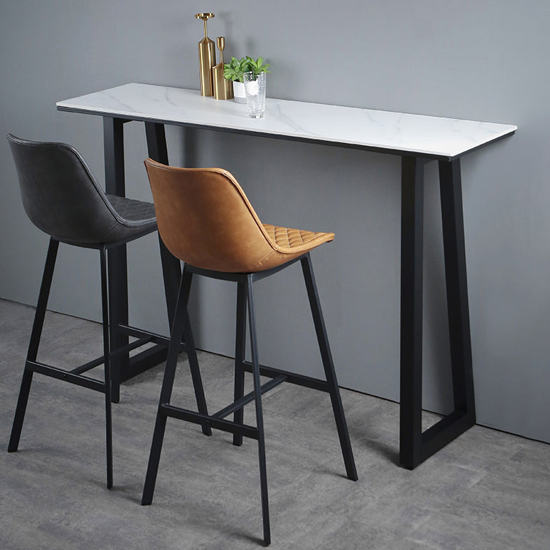 Industrial Rectangle Indoor Bar Dining Table White Stone Bistro Table Fixed Table Clearhalo 'Bar Furniture' 'Bar Tables' 'bar_tables' 'furn' 'furn_bar_tables' 'Furniture' 'furniture_bar_tables' 'Kitchen & Dining Furniture' 'kitchen&dining_furn' 'kitchen' 4245674