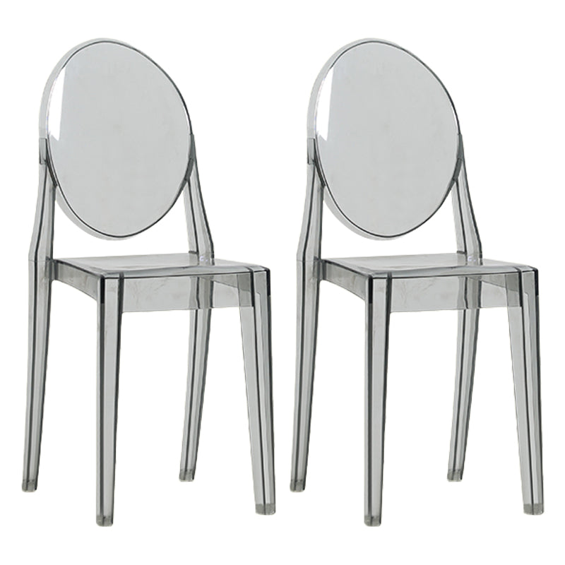 Acrylic Modern Indoor-Outdoor Side Chair Home Open Back Dining Side Chair Smoke Gray 2 Piece Set Clearhalo ' kitchen&dining_furn' 'Dining Chairs' 'Dining Tables & Seating' 'dining_chair' 'furn' 'furn_dining_chair' 'Furniture' 'furniture_dining_chair' 'Kitchen & Dining Furniture' 'kitchen' 4245685