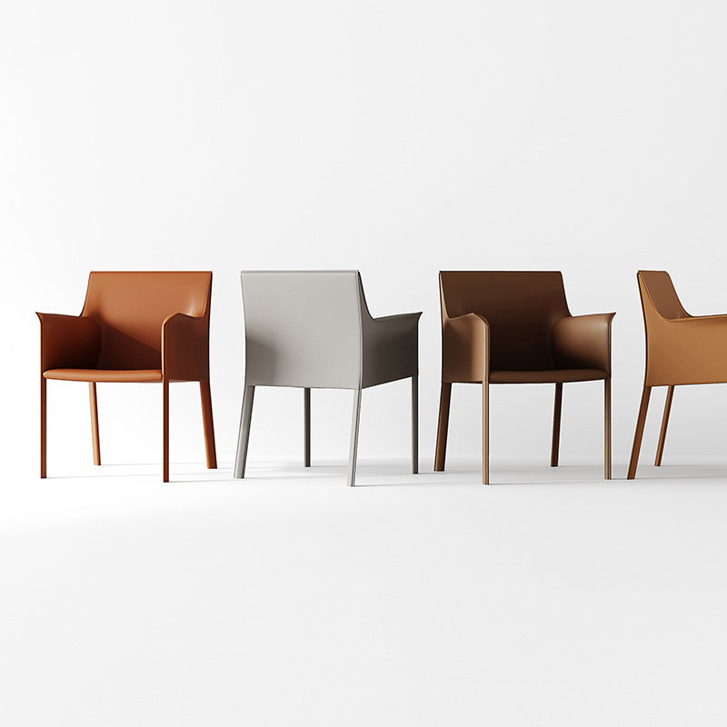 Metal Contemporary Dining Side Chairs Dining Room Solid Back Chair with Arm (Set of 2) Clearhalo ' kitchen&dining_furn' 'Dining Chairs' 'Dining Tables & Seating' 'dining_chair' 'furn' 'furn_dining_chair' 'Furniture' 'furniture_dining_chair' 'Kitchen & Dining Furniture' 'kitchen' 4245698