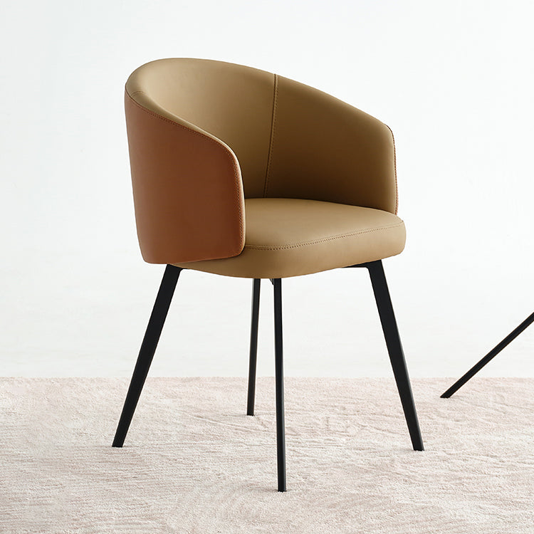 Contemporary Leather Arm Chair Matte Finish Solid Back Dining Chair Khaki 1 Piece Clearhalo ' kitchen&dining_furn' 'Dining Chairs' 'Dining Tables & Seating' 'dining_chair' 'furn' 'furn_dining_chair' 'Furniture' 'furniture_dining_chair' 'Kitchen & Dining Furniture' 'kitchen' 4245710