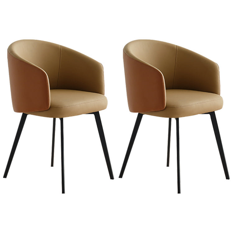 Contemporary Leather Arm Chair Matte Finish Solid Back Dining Chair Khaki 2 Piece Set Clearhalo ' kitchen&dining_furn' 'Dining Chairs' 'Dining Tables & Seating' 'dining_chair' 'furn' 'furn_dining_chair' 'Furniture' 'furniture_dining_chair' 'Kitchen & Dining Furniture' 'kitchen' 4245712