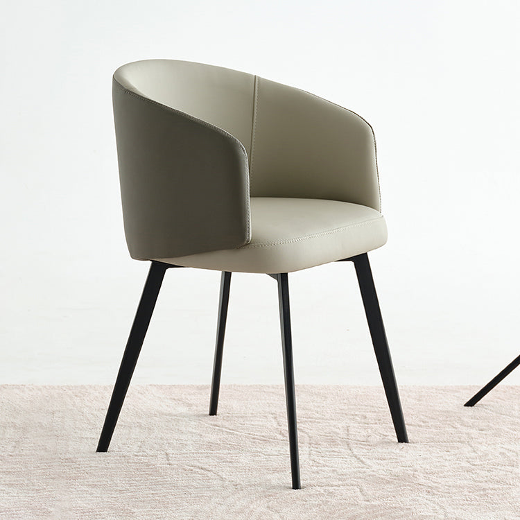 Contemporary Leather Arm Chair Matte Finish Solid Back Dining Chair Gray-White 1 Piece Clearhalo ' kitchen&dining_furn' 'Dining Chairs' 'Dining Tables & Seating' 'dining_chair' 'furn' 'furn_dining_chair' 'Furniture' 'furniture_dining_chair' 'Kitchen & Dining Furniture' 'kitchen' 4245716