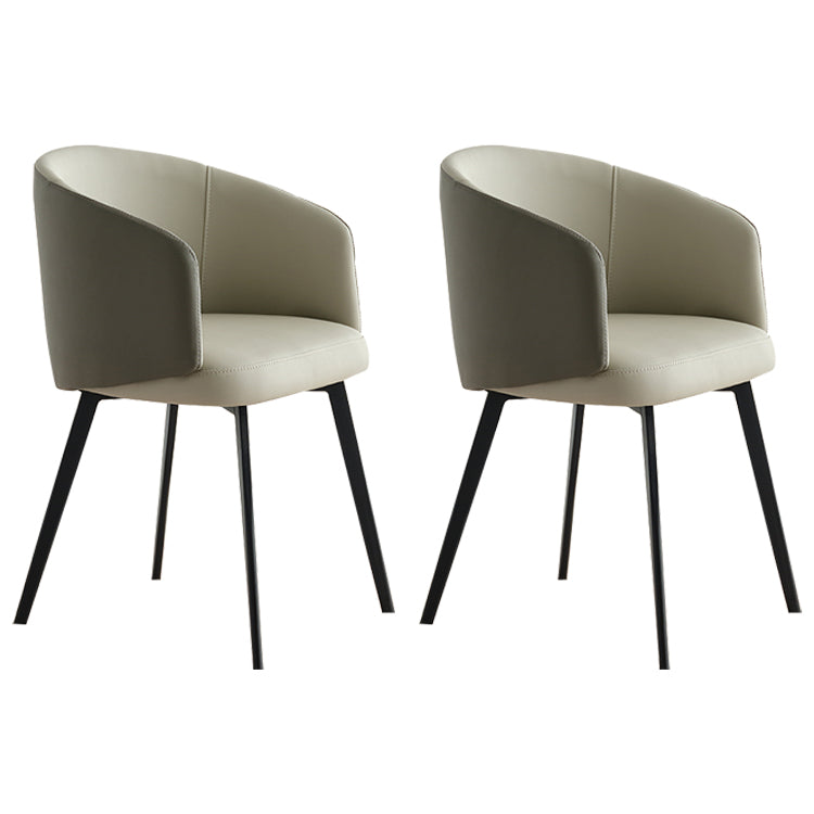 Contemporary Leather Arm Chair Matte Finish Solid Back Dining Chair Gray-White 2 Piece Set Clearhalo ' kitchen&dining_furn' 'Dining Chairs' 'Dining Tables & Seating' 'dining_chair' 'furn' 'furn_dining_chair' 'Furniture' 'furniture_dining_chair' 'Kitchen & Dining Furniture' 'kitchen' 4245717
