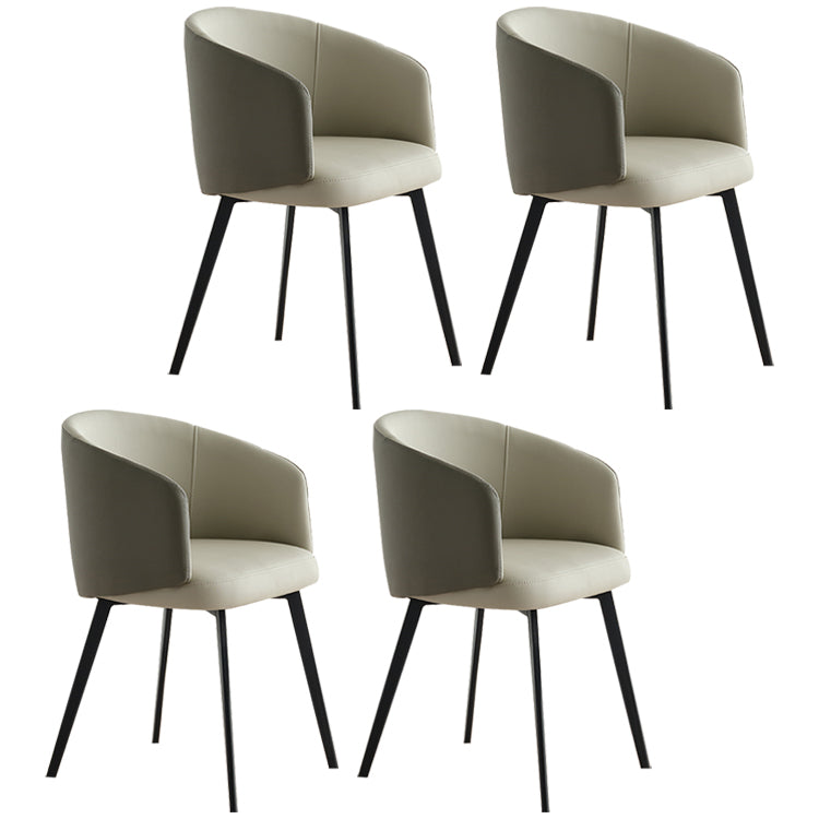 Contemporary Leather Arm Chair Matte Finish Solid Back Dining Chair Gray-White 4 Piece Set Clearhalo ' kitchen&dining_furn' 'Dining Chairs' 'Dining Tables & Seating' 'dining_chair' 'furn' 'furn_dining_chair' 'Furniture' 'furniture_dining_chair' 'Kitchen & Dining Furniture' 'kitchen' 4245719