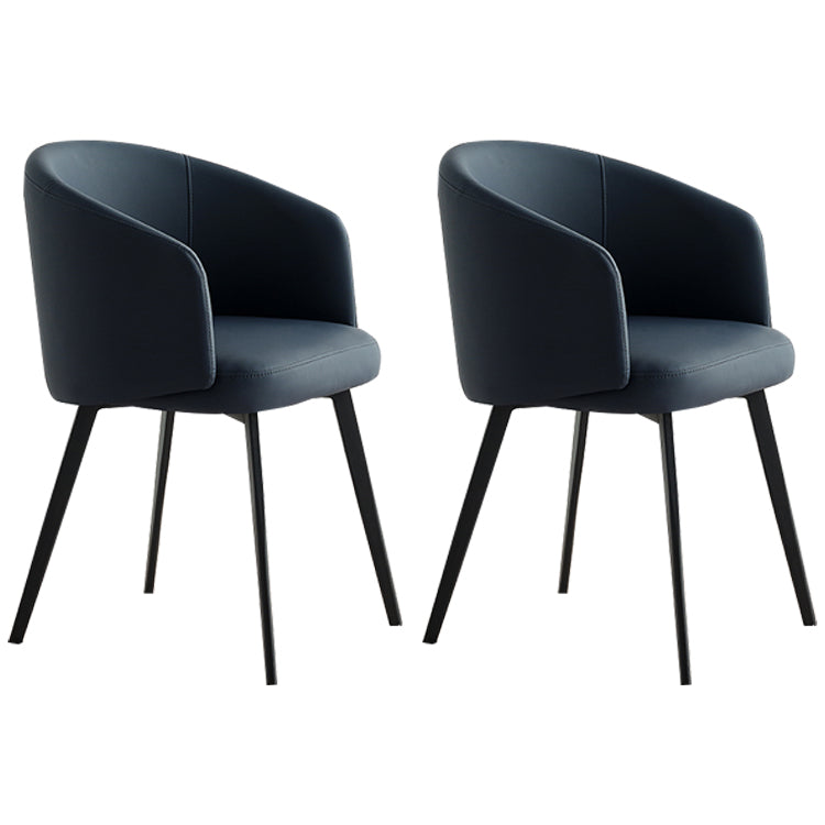 Contemporary Leather Arm Chair Matte Finish Solid Back Dining Chair Dark Blue 2 Piece Set Clearhalo ' kitchen&dining_furn' 'Dining Chairs' 'Dining Tables & Seating' 'dining_chair' 'furn' 'furn_dining_chair' 'Furniture' 'furniture_dining_chair' 'Kitchen & Dining Furniture' 'kitchen' 4245723