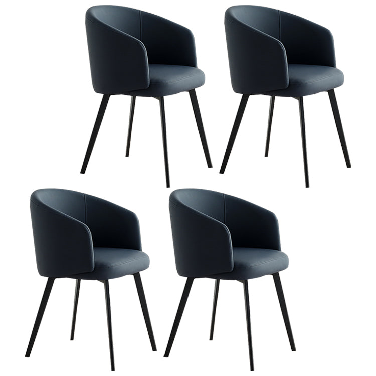 Contemporary Leather Arm Chair Matte Finish Solid Back Dining Chair Dark Blue 4 Piece Set Clearhalo ' kitchen&dining_furn' 'Dining Chairs' 'Dining Tables & Seating' 'dining_chair' 'furn' 'furn_dining_chair' 'Furniture' 'furniture_dining_chair' 'Kitchen & Dining Furniture' 'kitchen' 4245726