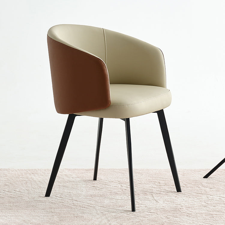 Contemporary Leather Arm Chair Matte Finish Solid Back Dining Chair Orange White 1 Piece Clearhalo ' kitchen&dining_furn' 'Dining Chairs' 'Dining Tables & Seating' 'dining_chair' 'furn' 'furn_dining_chair' 'Furniture' 'furniture_dining_chair' 'Kitchen & Dining Furniture' 'kitchen' 4245728