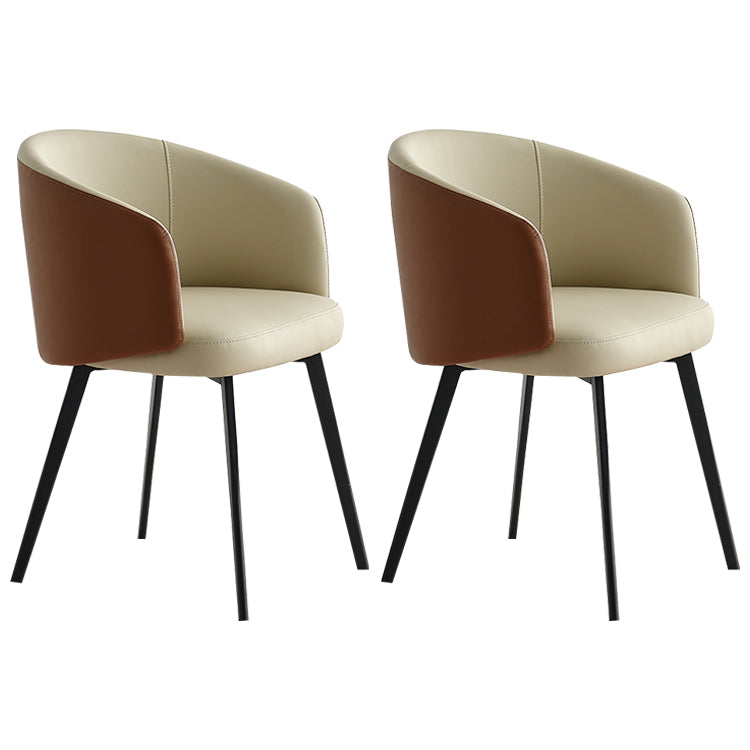 Contemporary Leather Arm Chair Matte Finish Solid Back Dining Chair Orange White 2 Piece Set Clearhalo ' kitchen&dining_furn' 'Dining Chairs' 'Dining Tables & Seating' 'dining_chair' 'furn' 'furn_dining_chair' 'Furniture' 'furniture_dining_chair' 'Kitchen & Dining Furniture' 'kitchen' 4245729