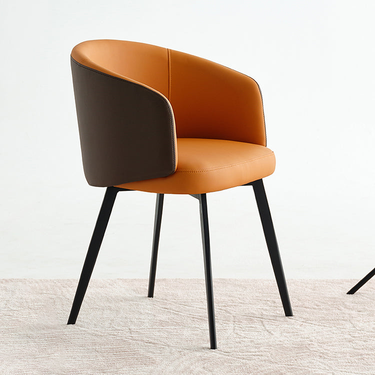 Contemporary Leather Arm Chair Matte Finish Solid Back Dining Chair Orange-Gray 1 Piece Clearhalo ' kitchen&dining_furn' 'Dining Chairs' 'Dining Tables & Seating' 'dining_chair' 'furn' 'furn_dining_chair' 'Furniture' 'furniture_dining_chair' 'Kitchen & Dining Furniture' 'kitchen' 4245731