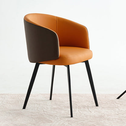 Contemporary Leather Arm Chair Matte Finish Solid Back Dining Chair Orange-Gray 1 Piece Clearhalo ' kitchen&dining_furn' 'Dining Chairs' 'Dining Tables & Seating' 'dining_chair' 'furn' 'furn_dining_chair' 'Furniture' 'furniture_dining_chair' 'Kitchen & Dining Furniture' 'kitchen' 4245731