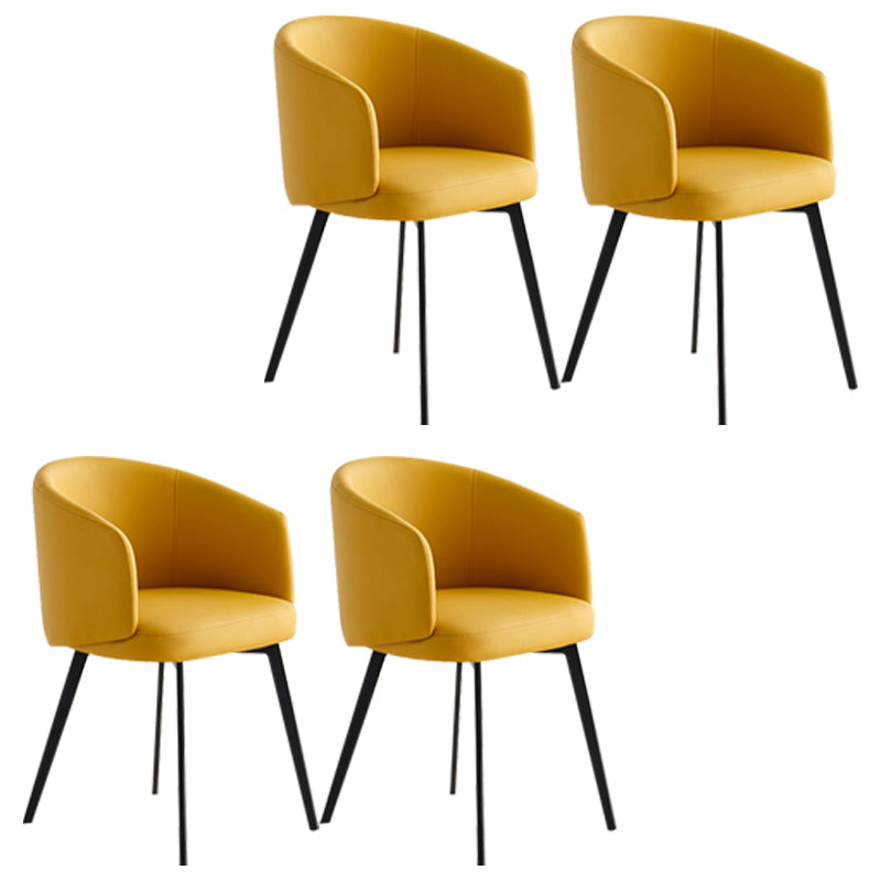 Contemporary Leather Arm Chair Matte Finish Solid Back Dining Chair Yellow 4 Piece Set Clearhalo ' kitchen&dining_furn' 'Dining Chairs' 'Dining Tables & Seating' 'dining_chair' 'furn' 'furn_dining_chair' 'Furniture' 'furniture_dining_chair' 'Kitchen & Dining Furniture' 'kitchen' 4245736