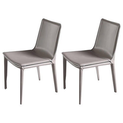 Designer Style Leather Restaurant Side Chair Solid Back Dining Chair (Set of 2) Off-White Clearhalo ' kitchen&dining_furn' 'Dining Chairs' 'Dining Tables & Seating' 'dining_chair' 'furn' 'furn_dining_chair' 'Furniture' 'furniture_dining_chair' 'Kitchen & Dining Furniture' 'kitchen' 4245740