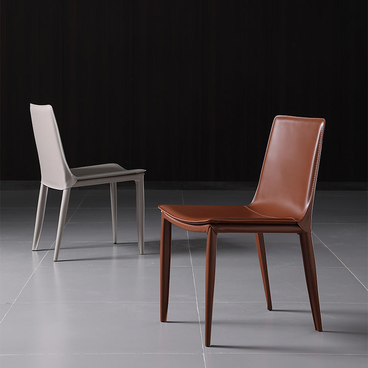Designer Style Leather Restaurant Side Chair Solid Back Dining Chair (Set of 2) Clearhalo ' kitchen&dining_furn' 'Dining Chairs' 'Dining Tables & Seating' 'dining_chair' 'furn' 'furn_dining_chair' 'Furniture' 'furniture_dining_chair' 'Kitchen & Dining Furniture' 'kitchen' 4245742