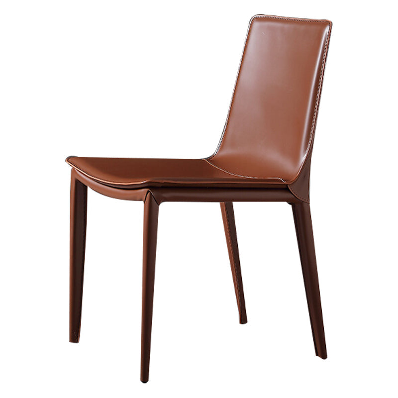Designer Style Leather Restaurant Side Chair Solid Back Dining Chair (Set of 2) Clearhalo ' kitchen&dining_furn' 'Dining Chairs' 'Dining Tables & Seating' 'dining_chair' 'furn' 'furn_dining_chair' 'Furniture' 'furniture_dining_chair' 'Kitchen & Dining Furniture' 'kitchen' 4245744
