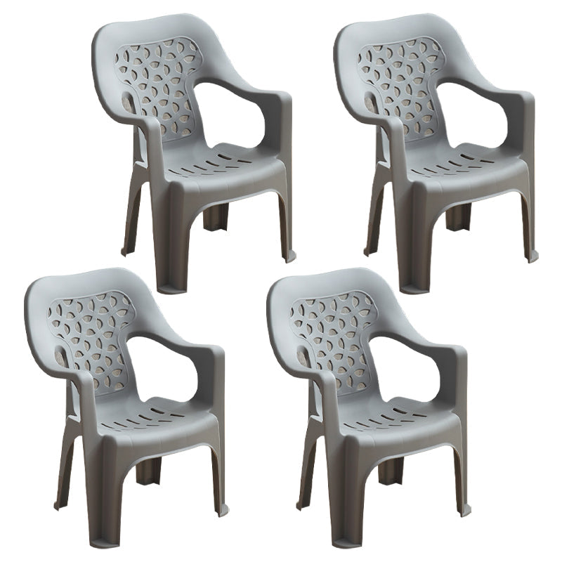 Indoor Modern Dining Armchair Stackable Home Plastic Dining Arm Chairs Grey 4 Piece Set Clearhalo ' kitchen&dining_furn' 'Dining Chairs' 'Dining Tables & Seating' 'dining_chair' 'furn' 'furn_dining_chair' 'Furniture' 'furniture_dining_chair' 'Kitchen & Dining Furniture' 'kitchen' 4245751