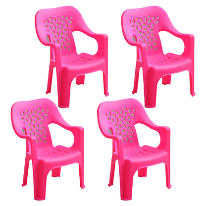 Indoor Modern Dining Armchair Stackable Home Plastic Dining Arm Chairs Pink 4 Piece Set Clearhalo ' kitchen&dining_furn' 'Dining Chairs' 'Dining Tables & Seating' 'dining_chair' 'furn' 'furn_dining_chair' 'Furniture' 'furniture_dining_chair' 'Kitchen & Dining Furniture' 'kitchen' 4245754
