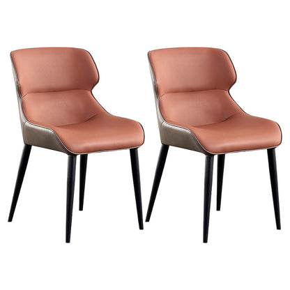 Contemporary Conference Room Wingback Side Chair Orange Leather Dining Chair Orange Set of 2 Clearhalo ' kitchen&dining_furn' 'Dining Chairs' 'Dining Tables & Seating' 'dining_chair' 'Furniture' 'furniture_dining_chair' 'Kitchen & Dining Furniture' 'kitchen' 4245784