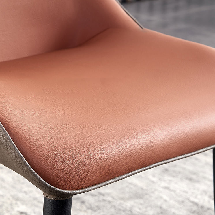 Contemporary Conference Room Wingback Side Chair Orange Leather Dining Chair Clearhalo ' kitchen&dining_furn' 'Dining Chairs' 'Dining Tables & Seating' 'dining_chair' 'Furniture' 'furniture_dining_chair' 'Kitchen & Dining Furniture' 'kitchen' 4245791