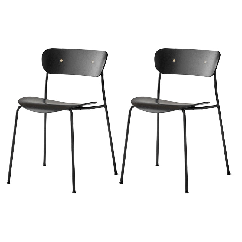 Modern Milk Tea Shop Open Back Side Chair Wood Dining Chair with Black Legs Black 2 Piece Set Clearhalo ' kitchen&dining_furn' 'Dining Chairs' 'Dining Tables & Seating' 'dining_chair' 'furn' 'furn_dining_chair' 'Furniture' 'furniture_dining_chair' 'Kitchen & Dining Furniture' 'kitchen' 4245796