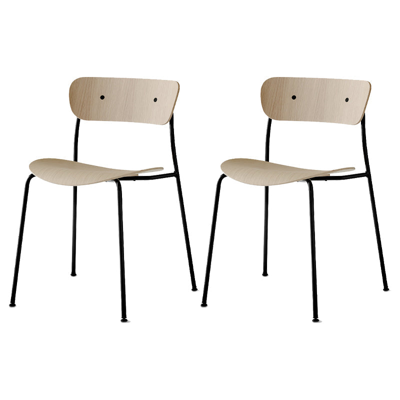 Modern Milk Tea Shop Open Back Side Chair Wood Dining Chair with Black Legs Wood 2 Piece Set Clearhalo ' kitchen&dining_furn' 'Dining Chairs' 'Dining Tables & Seating' 'dining_chair' 'furn' 'furn_dining_chair' 'Furniture' 'furniture_dining_chair' 'Kitchen & Dining Furniture' 'kitchen' 4245798