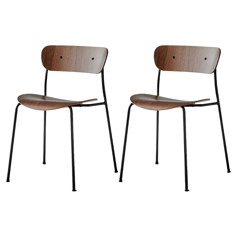 Modern Milk Tea Shop Open Back Side Chair Wood Dining Chair with Black Legs Walnut 2 Piece Set Clearhalo ' kitchen&dining_furn' 'Dining Chairs' 'Dining Tables & Seating' 'dining_chair' 'furn' 'furn_dining_chair' 'Furniture' 'furniture_dining_chair' 'Kitchen & Dining Furniture' 'kitchen' 4245800