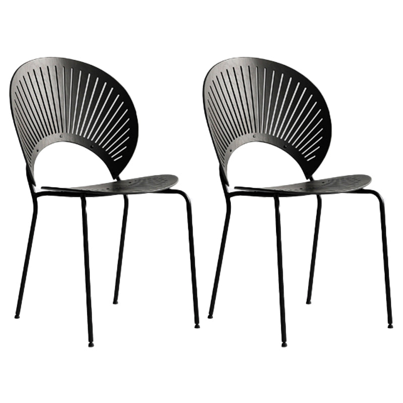 Modern Indoor-Outdoor Metal Chair Stackable Home Armless Open Back Dining Side Chair Grey 2 Piece Set Black Clearhalo ' kitchen&dining_furn' 'Dining Chairs' 'Dining Tables & Seating' 'dining_chair' 'furn' 'furn_dining_chair' 'Furniture' 'furniture_dining_chair' 'Kitchen & Dining Furniture' 'kitchen' 4245814