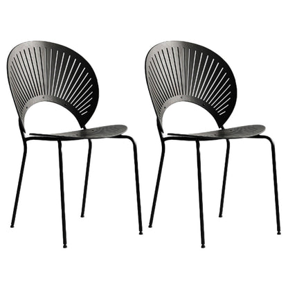 Modern Indoor-Outdoor Metal Chair Stackable Home Armless Open Back Dining Side Chair Grey 2 Piece Set Black Clearhalo ' kitchen&dining_furn' 'Dining Chairs' 'Dining Tables & Seating' 'dining_chair' 'furn' 'furn_dining_chair' 'Furniture' 'furniture_dining_chair' 'Kitchen & Dining Furniture' 'kitchen' 4245814