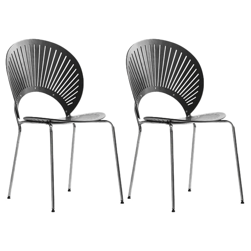 Modern Indoor-Outdoor Metal Chair Stackable Home Armless Open Back Dining Side Chair Grey 2 Piece Set Silver Clearhalo ' kitchen&dining_furn' 'Dining Chairs' 'Dining Tables & Seating' 'dining_chair' 'furn' 'furn_dining_chair' 'Furniture' 'furniture_dining_chair' 'Kitchen & Dining Furniture' 'kitchen' 4245815