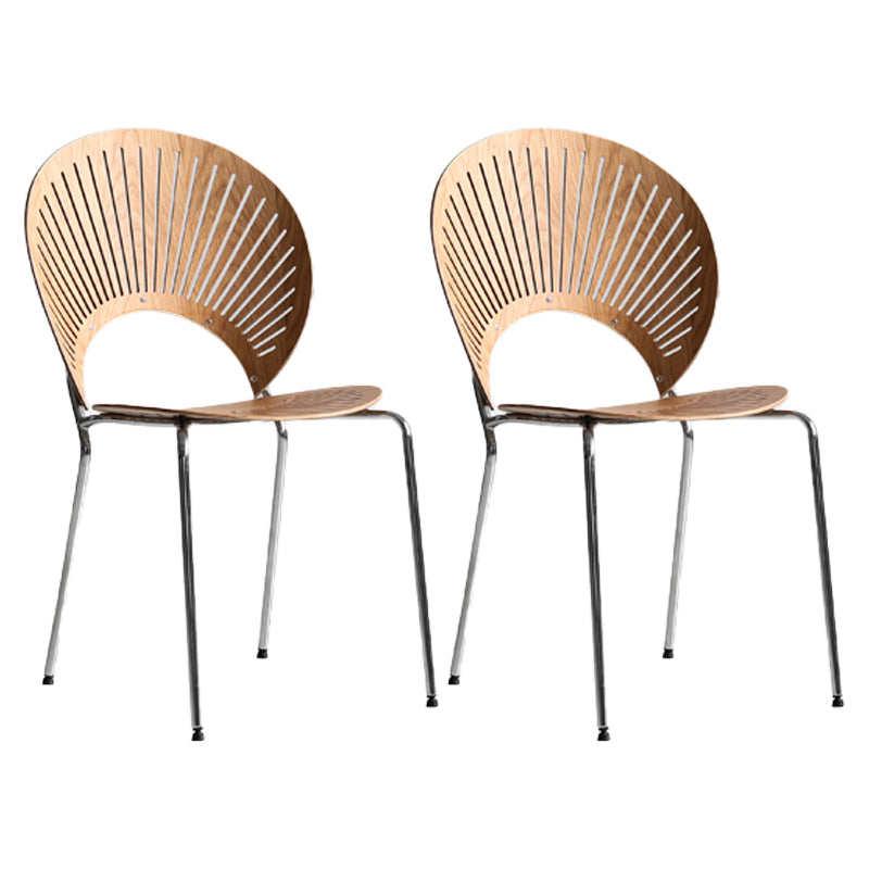 Modern Indoor-Outdoor Metal Chair Stackable Home Armless Open Back Dining Side Chair Natural 2 Piece Set Silver Clearhalo ' kitchen&dining_furn' 'Dining Chairs' 'Dining Tables & Seating' 'dining_chair' 'furn' 'furn_dining_chair' 'Furniture' 'furniture_dining_chair' 'Kitchen & Dining Furniture' 'kitchen' 4245822